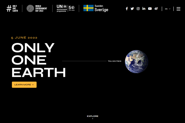世界環境デー2022は、6月5日にスウェーデンのストックホルムで開催されます。テーマは「Only One Earth」“かけがえのない地球”です。
